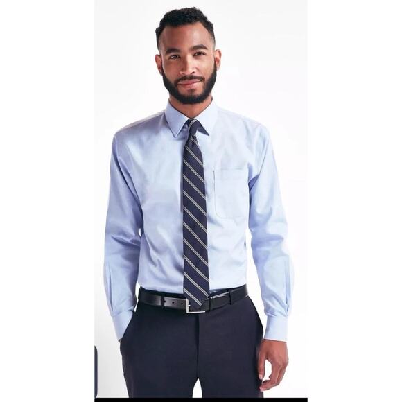 Nordstrom Mens Shop Smartcare Traditional Fit Dress Shirt Blue - 16.5/ 36-37 NWT - Picture 1 of 12